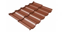 Металлочерепица Kvinta Uno Satin Matt 0,5 мм, Цвет Ral 8004, Покрытие Satin Matt, Толщина металла 0,5 мм