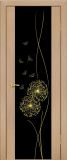 Дверь Одуванчик стекло черное, Цвет дуб беленый 88, Высота/Длина 2000, Ширина 800